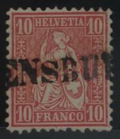 CH - Sitz. Helvetia - Zst. Nr. 38 - Stabstempel Densbüren