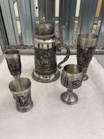 Zinnbecher/Bierkrug Set, 5-teilig, Top Zustand, Vintage! (53