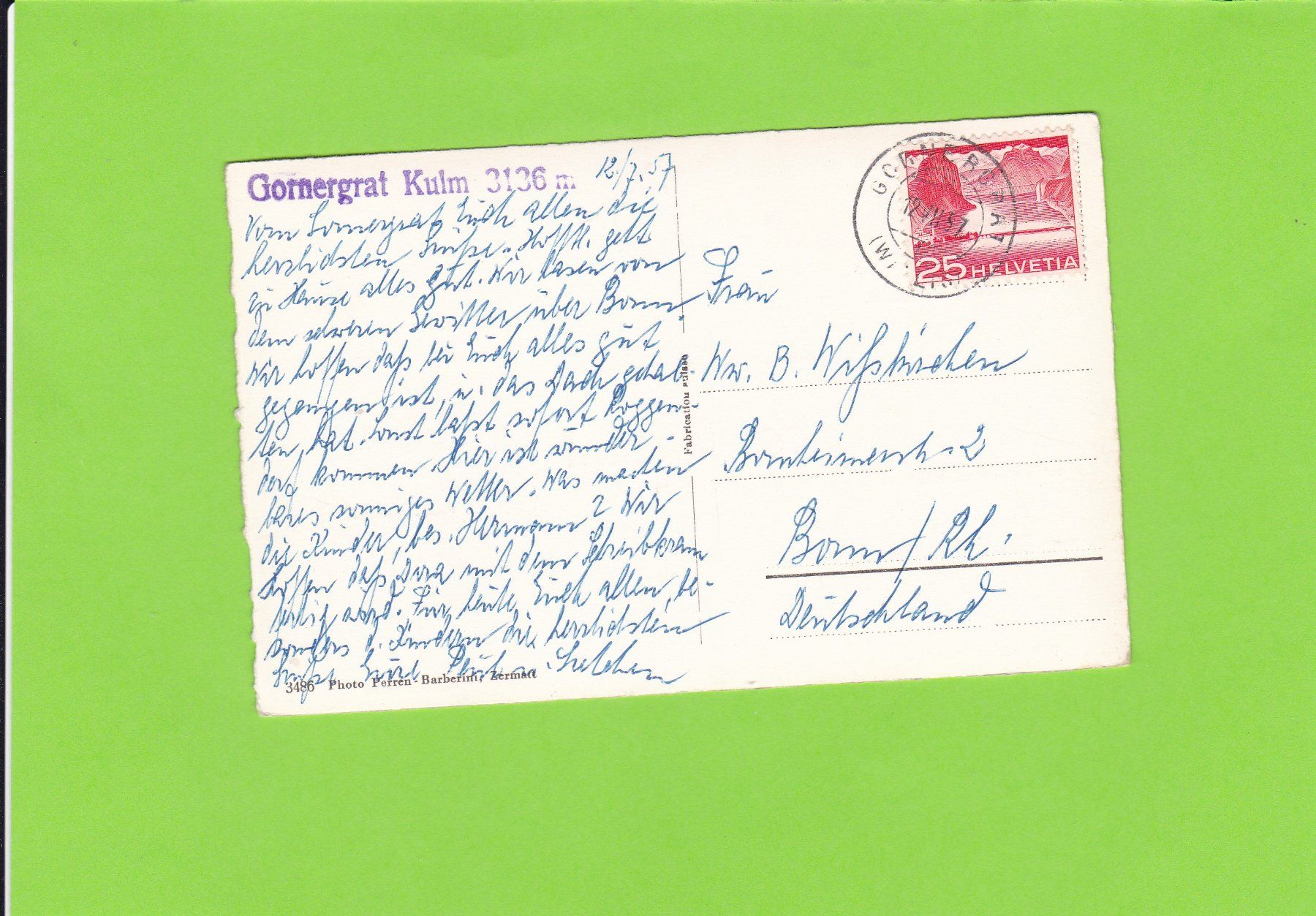 Cartoline postali: Gornergrat – Usato da St. Peterzell venduto da neckertal 1