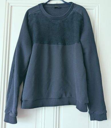 COS : Sweat-shirt marine avec empiècement en cuir suède XL