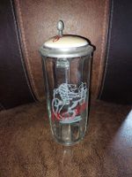 Vintage Zirndorfer Bierkrug mit Zinndeckel, Suess, 1755