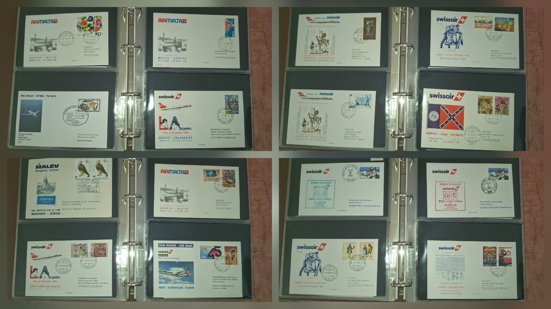 Alle Briefmarken: Album mit 76 Flugbriefe / Swissair – Gebraucht aus Balgach von SIMEON27