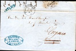 FALTBRIEF FRAUENFELD NACH LUGANO 1865 SAUBER GESTEMPELT- EE4