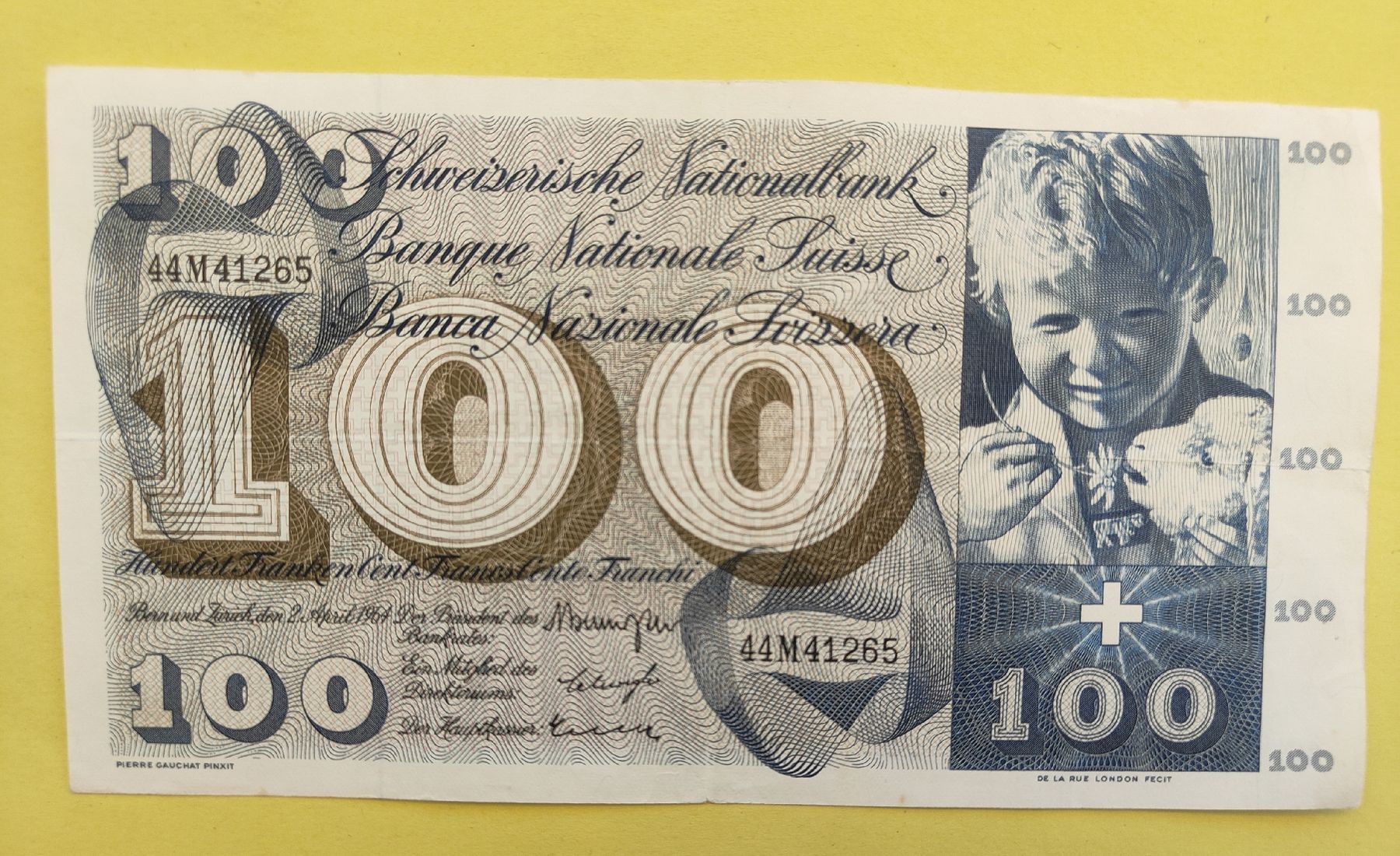 Banconote: 100 Franken Note 1964 – Usato da chur venduto da Hmars