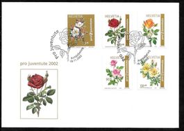 FDC Pro Juventute Serie 2002 Rosen J364 - J368 ET 19.11.2002