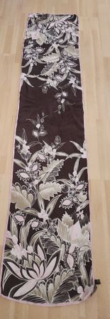 Foulard Passigatti soie motif floral marron beige rose