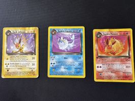 Pokémon Karten Dunkles Aquana, Flamara, Blitza