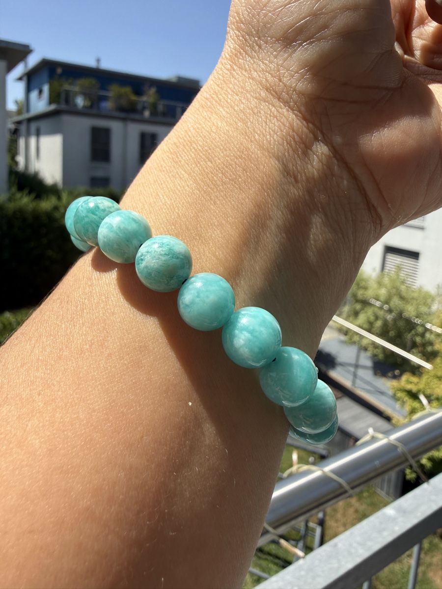 Bracciali & Braccialetti: Amazonit Armband 10mm | Naturstein Perlenarmband Elastisch  – Nuovo (secondo la descrizione) da Jegenstorf venduto da SteinGlanz 4