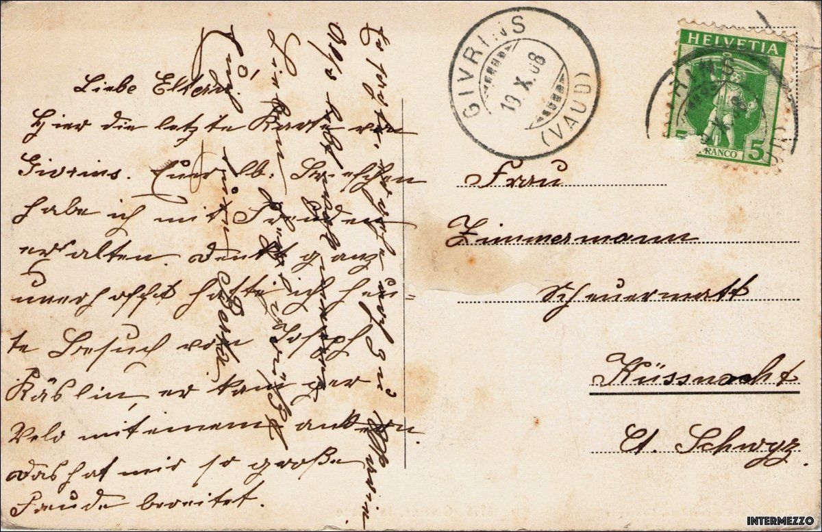 Cartoline postali: Givrins VD // La Place 1908 Menschen – Usato da Basel venduto da intermezzo12 1