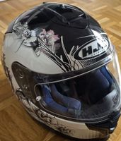 Casque HJC noir blanc avec motif floral taille S