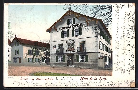 Cartes postales: AK Mariastein, Hotel de la Poste, 1902 – D'occasion à Berlin par bartko-reher
