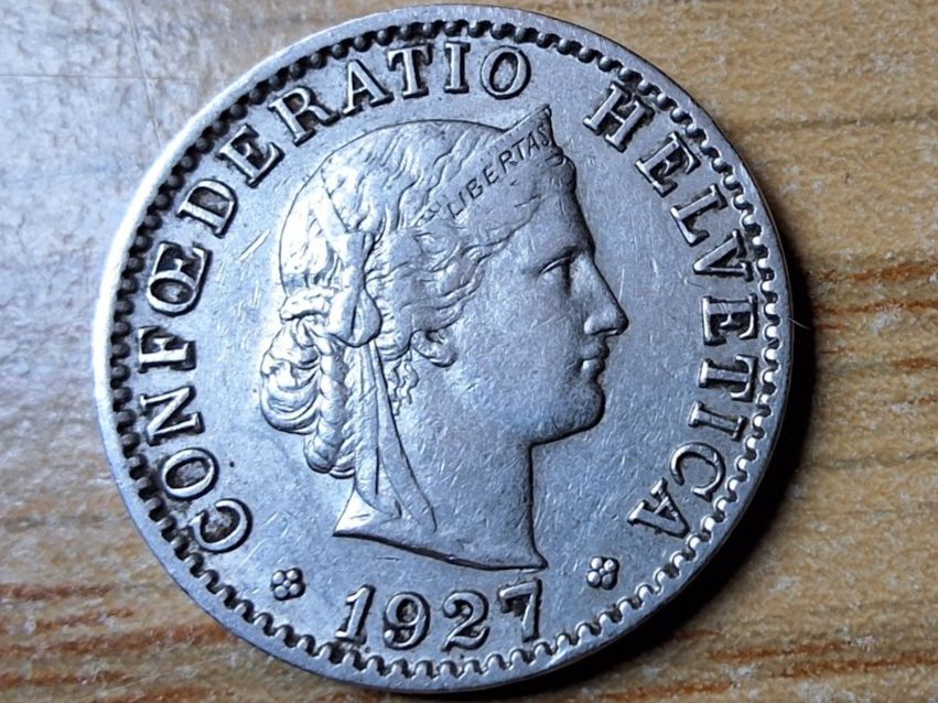 Tutti le monete: 20 Rappen 1927 - Selten! – Usato da Münchenstein venduto da purbach1 4