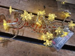 Lichterkette warmweiss Schneeflocken, Batterie betrieben
