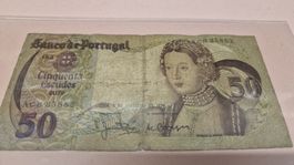 Alte 50 Escudos Banknote Portugal, Sammler 1980