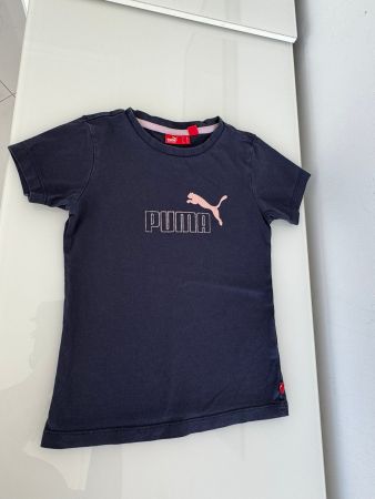 Puma T-Shirt, dunkelblau mit Logo, Grösse 128, Top Zustand