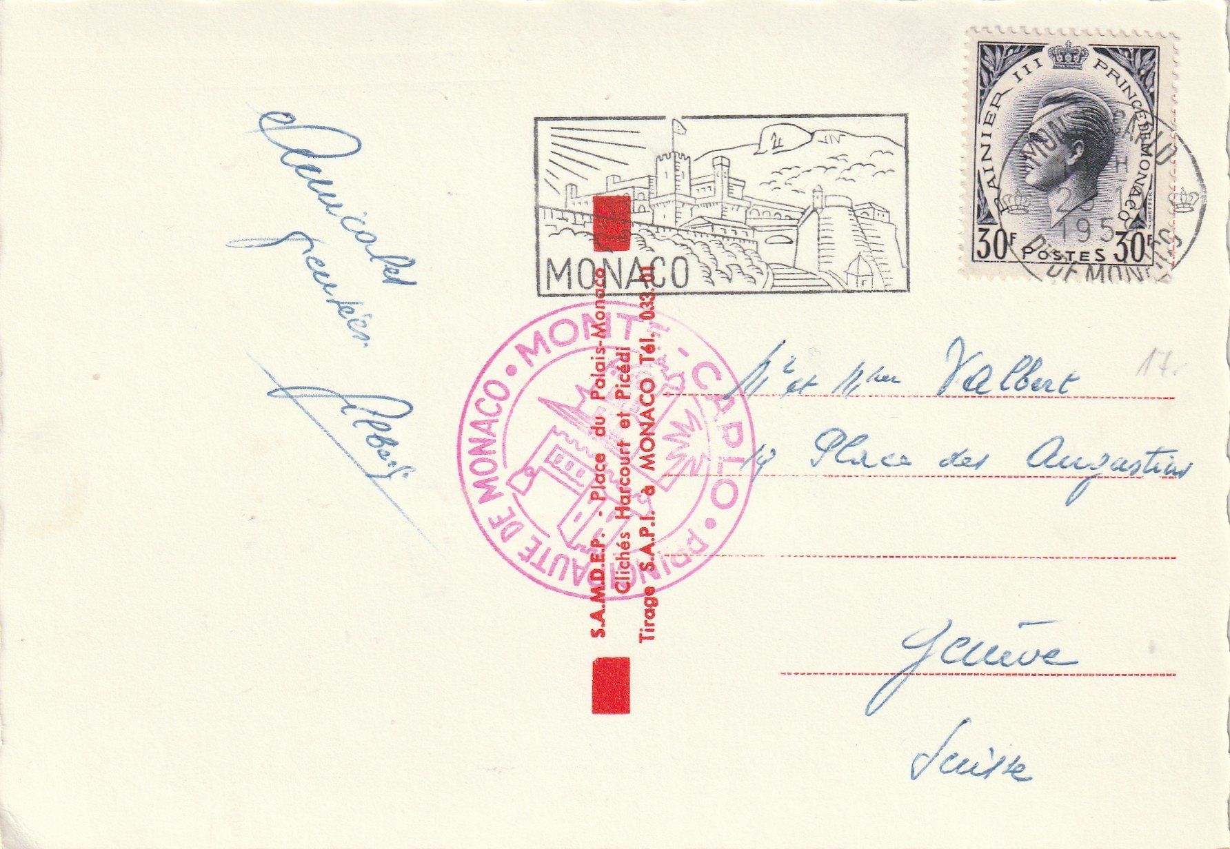 Alle Briefmarken: Monaco Maximumkarte 1956 – Gebraucht aus Rorschacherberg von fratovi2 1