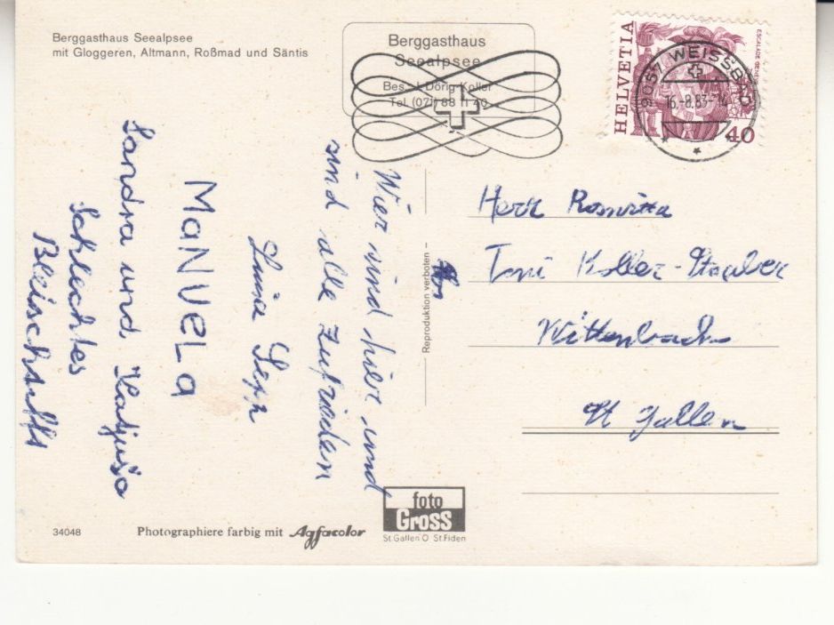 Cartoline postali: Seealpsee 1983 – Usato da Bürglen TG venduto da StampGraf 1