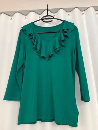 Shirt von Ralph Lauren, smaragdgrün, Rüschen, 36 - 38