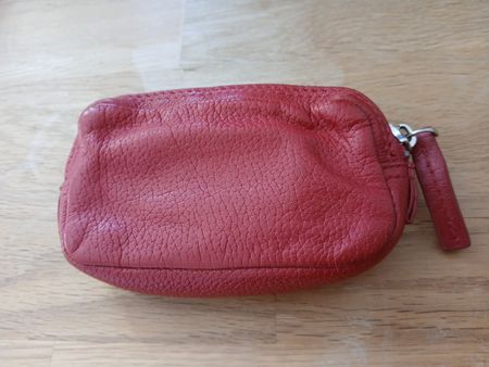 Strong Red Leather Coin Purse, Zip Closure - Jost