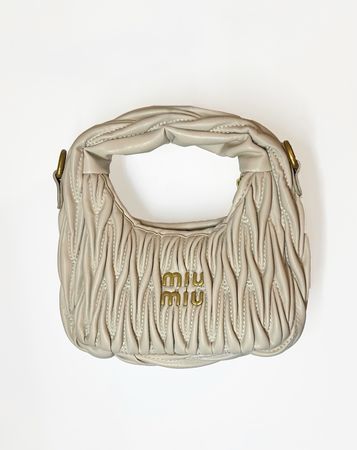 Miu Miu Handtasche Leder beige mit Trageriemen