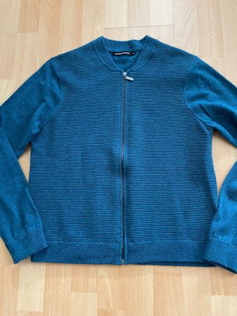 Gilet zippé  en laine Monoprix bleu pétrole taille M
