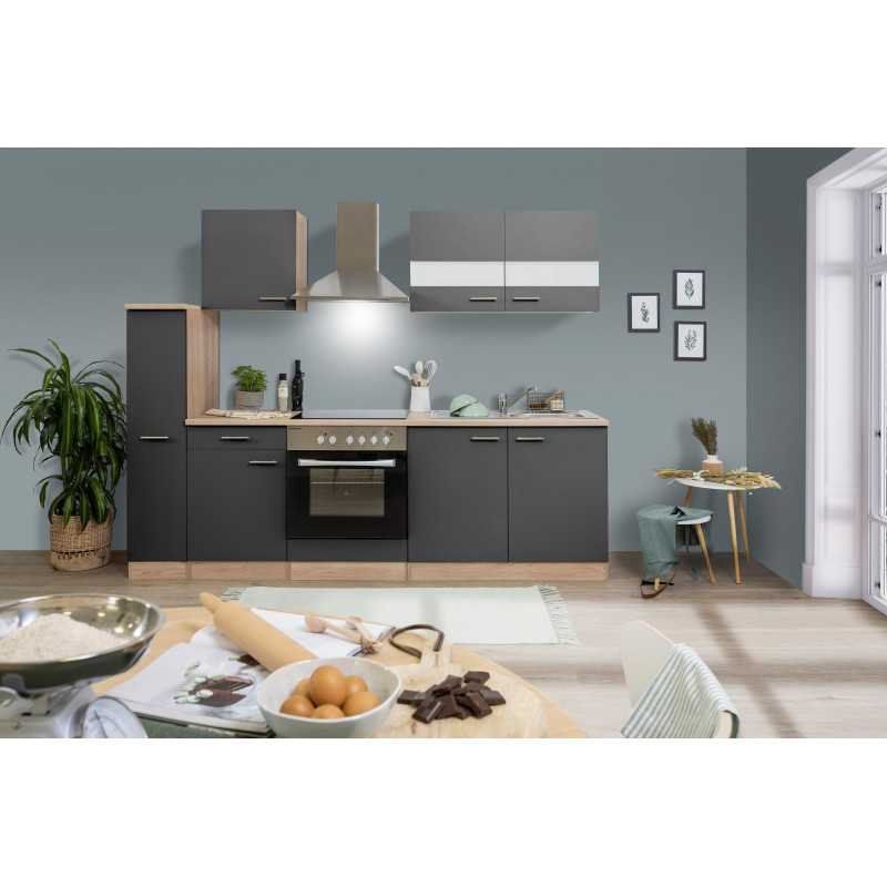 Komplettküchen: 685 - Küchenzeile Singleküche 240cm Eiche/Sägerau/Grau – Neu und originalverpackt aus Wallenwil von toesstalvertrieb 2
