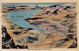 VOGELSCHAU: Lac Léman, vue générale, circulée 1933 (France)
