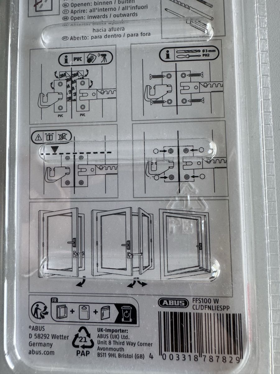 Fenster: ABUS FFS100 Window Restrictor 2 pcs White – Neu und originalverpackt aus Birmensdorf ZH von vic_mv7m 2
