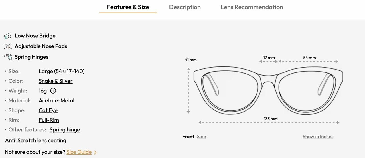 Brillen & Gläser: Essential Cat Eye Glasses - Snake & Silver - Large Frame – Gebraucht aus Glarus von tale1991 2