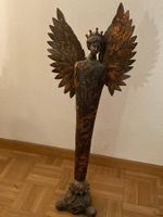 Dekofigur Kupfer, Engel mit Krone und Flügeln Stehend Deko