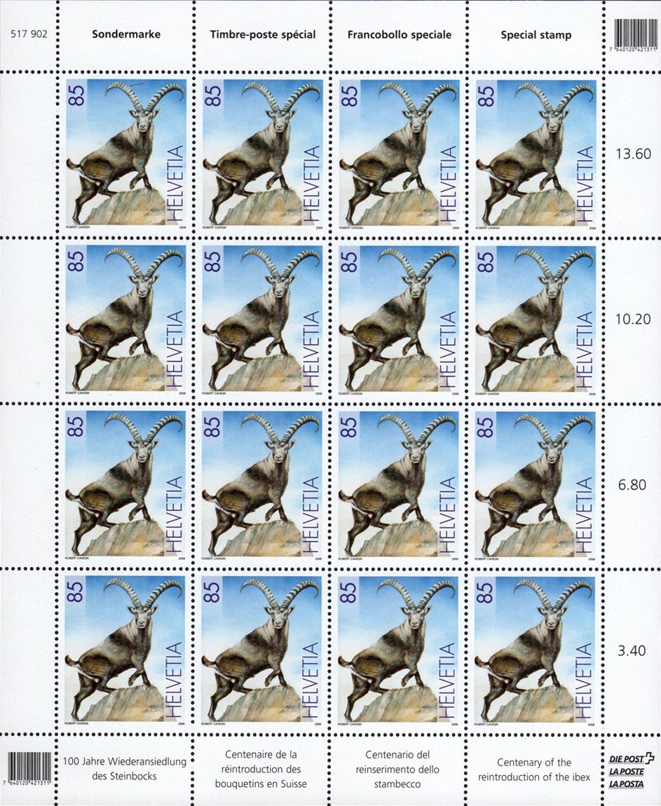 Tutti i francobolli: Bogen Steinbock Wiederansiedlung** – Nuovo (secondo la descrizione) da Dottikon venduto da haeusibuh5