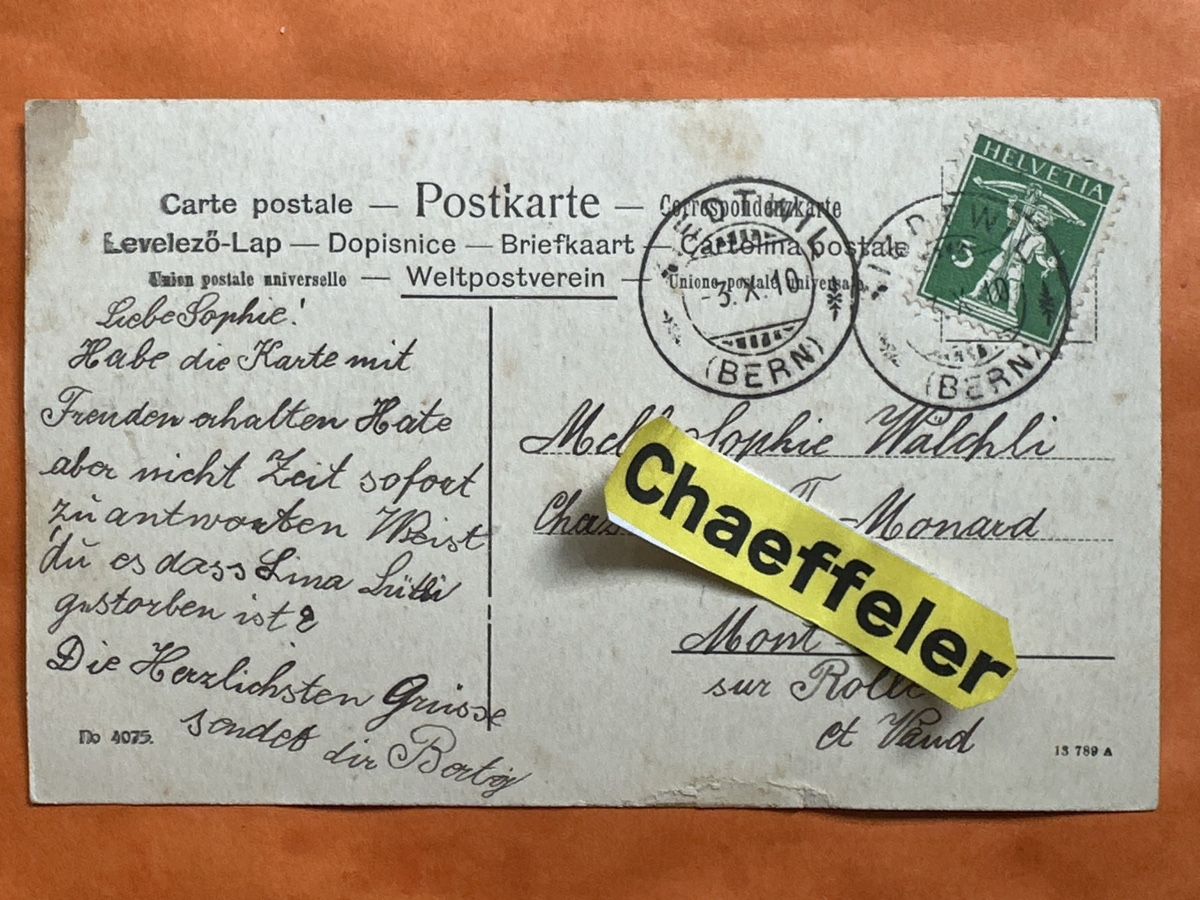 Cartoline postali: Alte Ansichtskarte, Gruss aus Riedtwil, 1910 BE – Usato da Zürich venduto da Chaeffeler 1