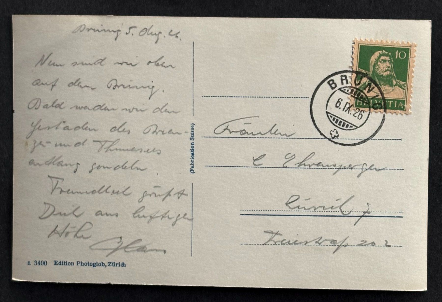 Cartoline postali: ANSICHTSKARTE BRÜNIG KULM – Usato da Ostermundigen venduto da crazy-horse-1840 1