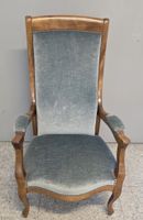 Fauteuil Voltaire Sessel Armlehnsessel Holz Blaugrün Samt