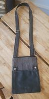 Sac bandoulière EM-EL cuir et tissu gris noir
