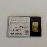 2g Goldbarren Heraeus Kinebar