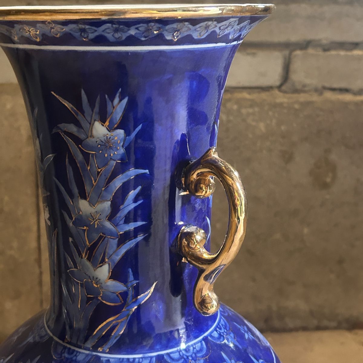 Vasi & Recipienti: Blaue Keramik Vase gross! Goldrand – Usato da Laufen venduto da belleskulptur 9