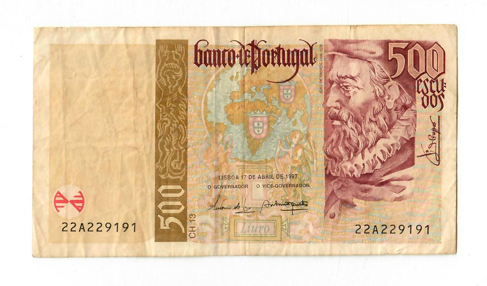 Banknoten: Banknote Portugal, 500 Escudos, 1997 – Gebraucht aus Landquart von balboajimmy