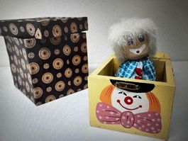 Alte Spielzeugkiste mit Clown-Motiv, Vintage Rarität!