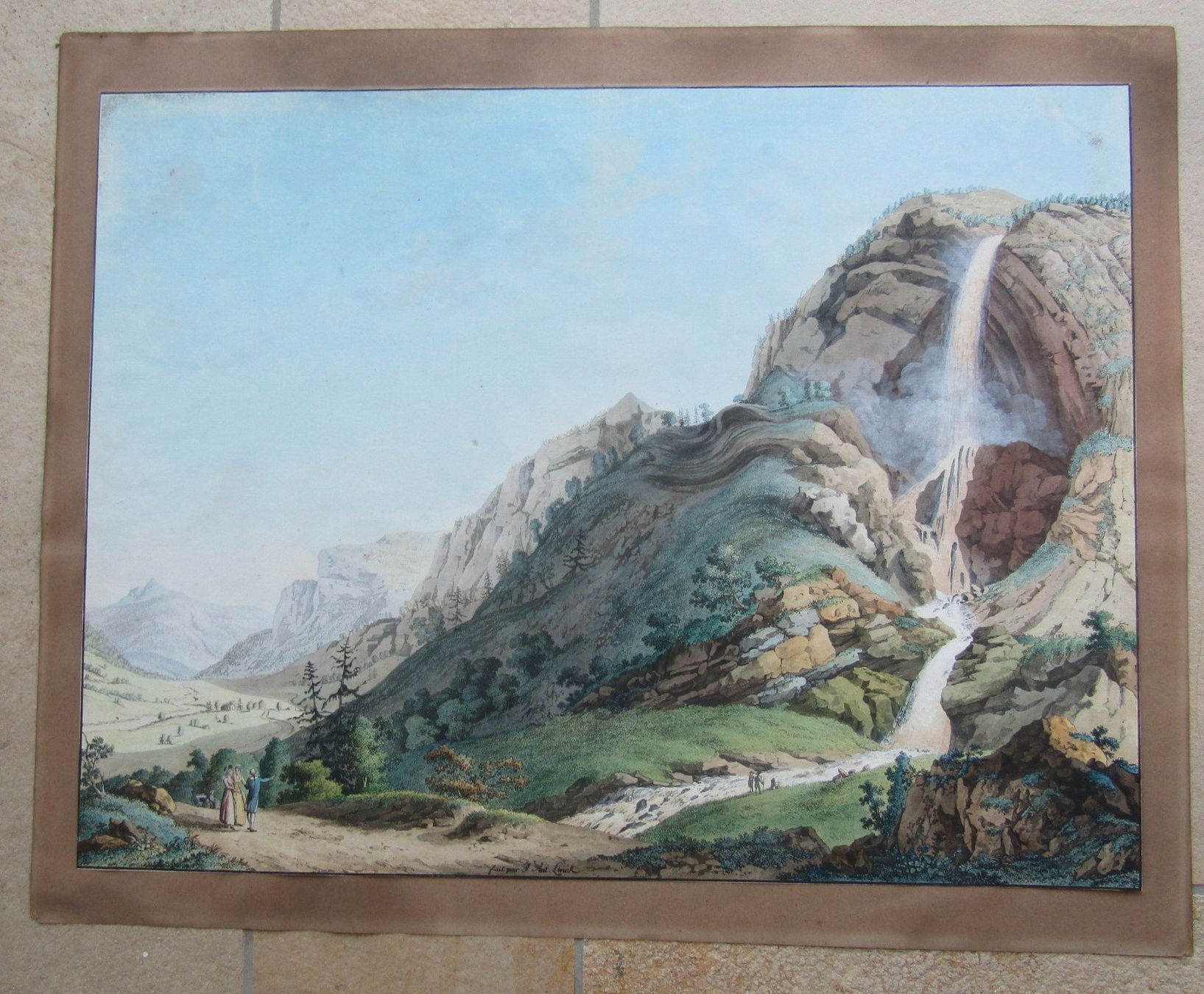 Incisioni: Cascade d Arpenas Gouache von Linck – Usato da Rafz venduto da Helvet32