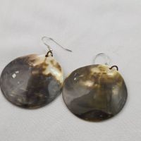 Ohrringe Muschel rund silberfarben Vintage (515)
