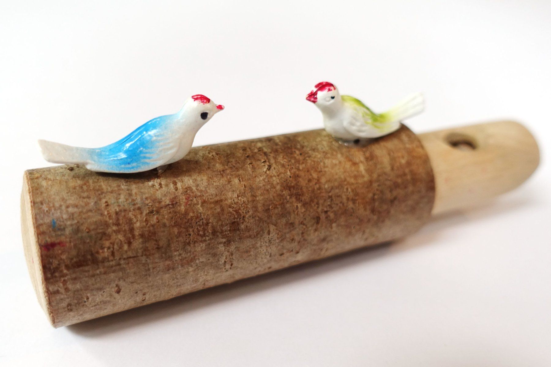 Giocattoli: Holzpfeife / Flöte, mit Vogelfiguren – Usato da Buochs venduto da chicco64