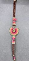 Bracciale Etnico in Macrame e metallo multicolore