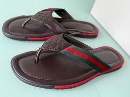 GUCCI GG Microguccissima Web Thong Flip Flop Sandal 42.5 NEU