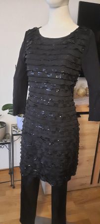 Elegantes, schwarzes Kleid mit Pailletten - Grösse 36