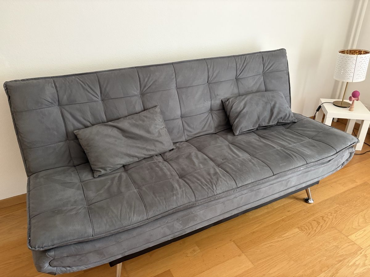 Sofas: Sofa bed grey fabric used with cushions – Gebraucht aus Bern von and_5cyz