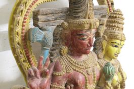 Lakshmi riesige antike indische Schnitzerei Skulptur Statue