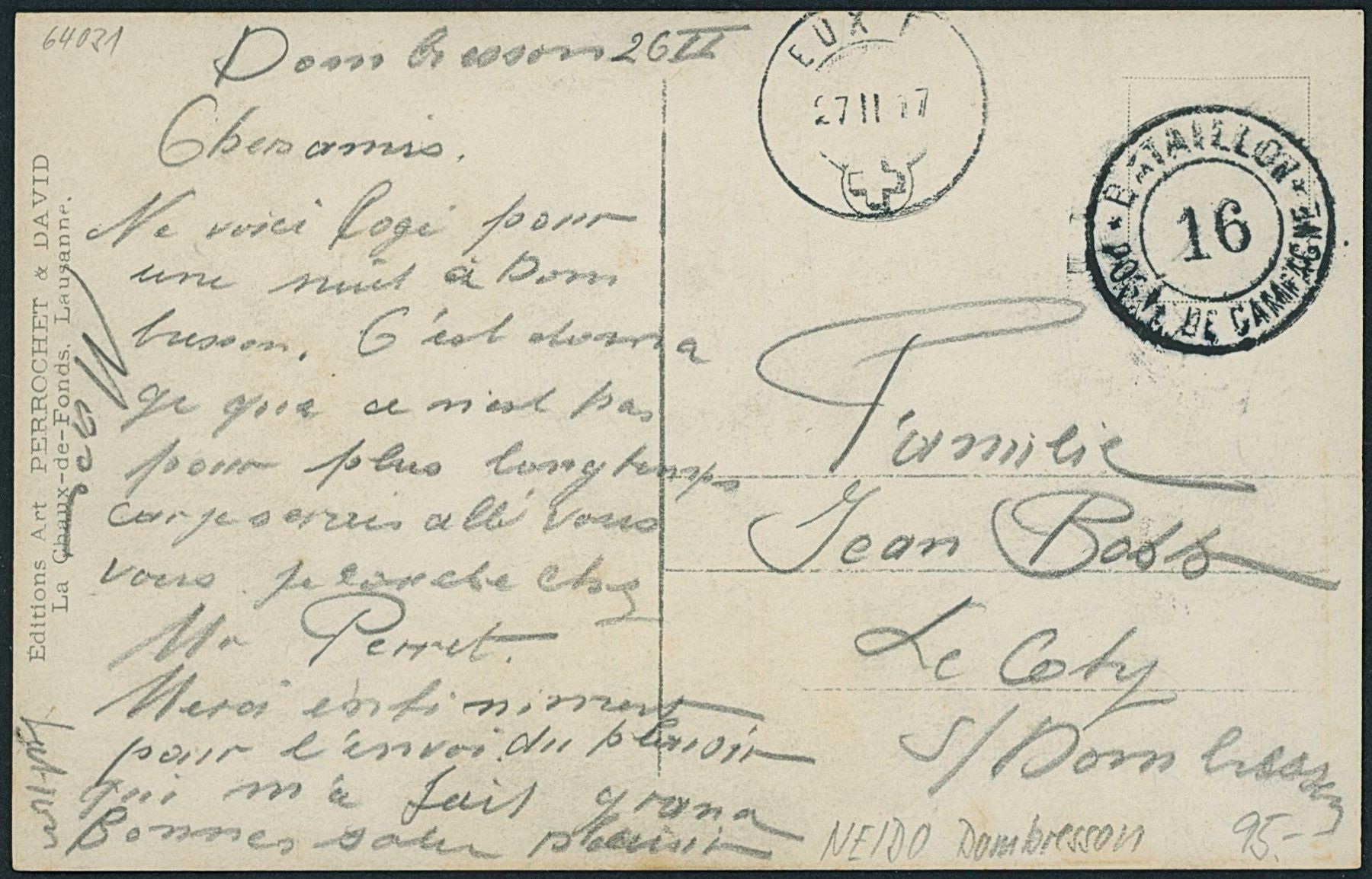 Cartoline postali: NE Dombresson – Usato da Schindellegi venduto da leecollect 1