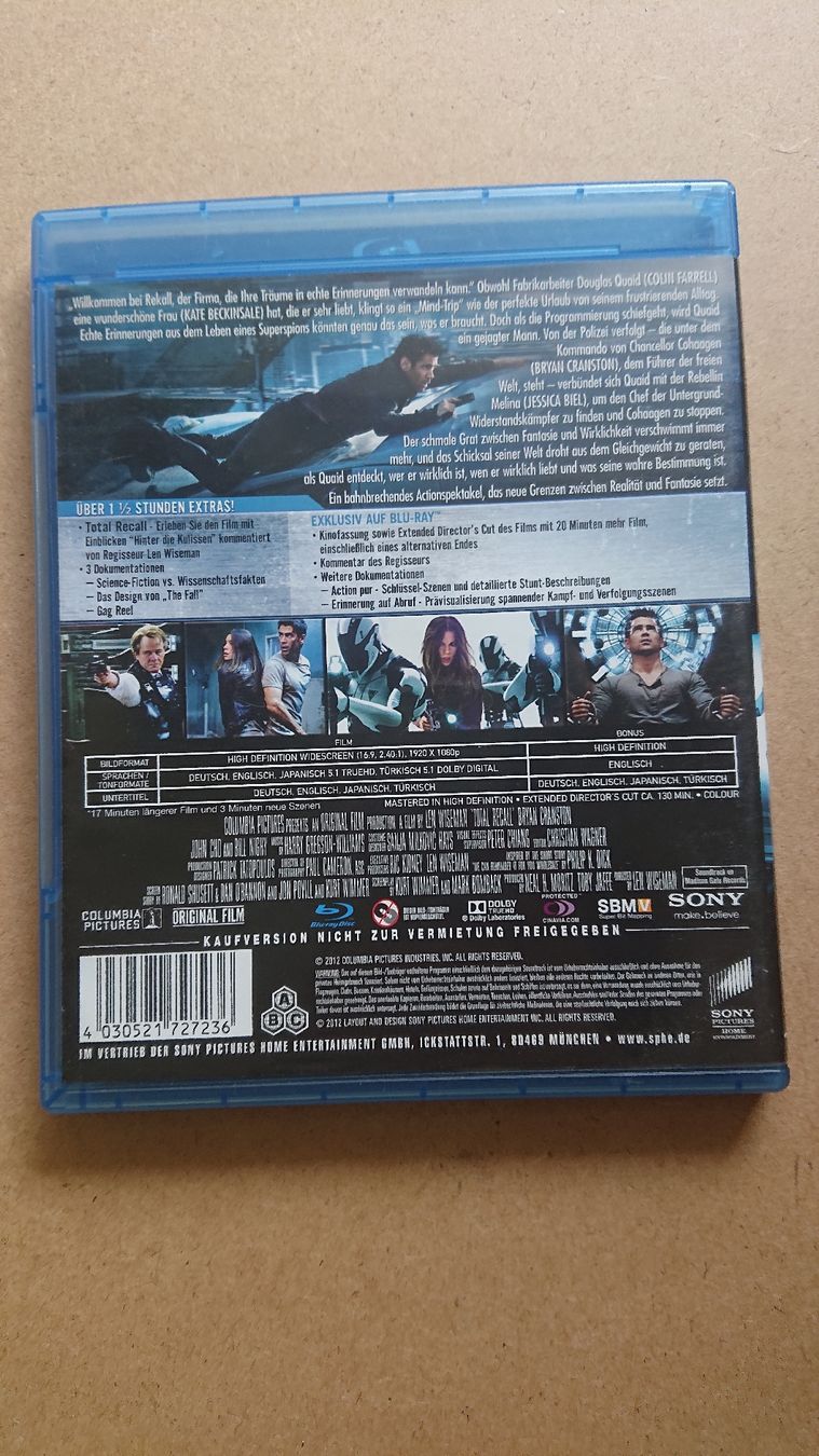 Tutti i DVDs: Total Recall Extended Director's Cut Blu-ray  – Usato da Chur venduto da FreakofRarity 1