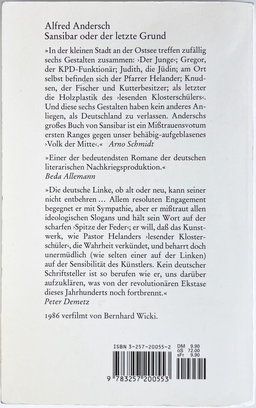 Bücher: Sansibar oder der letzte Grund – Alfred Andersch – Roman – Neu (gemäss Beschreibung) aus Bern von frank.j.webb 1